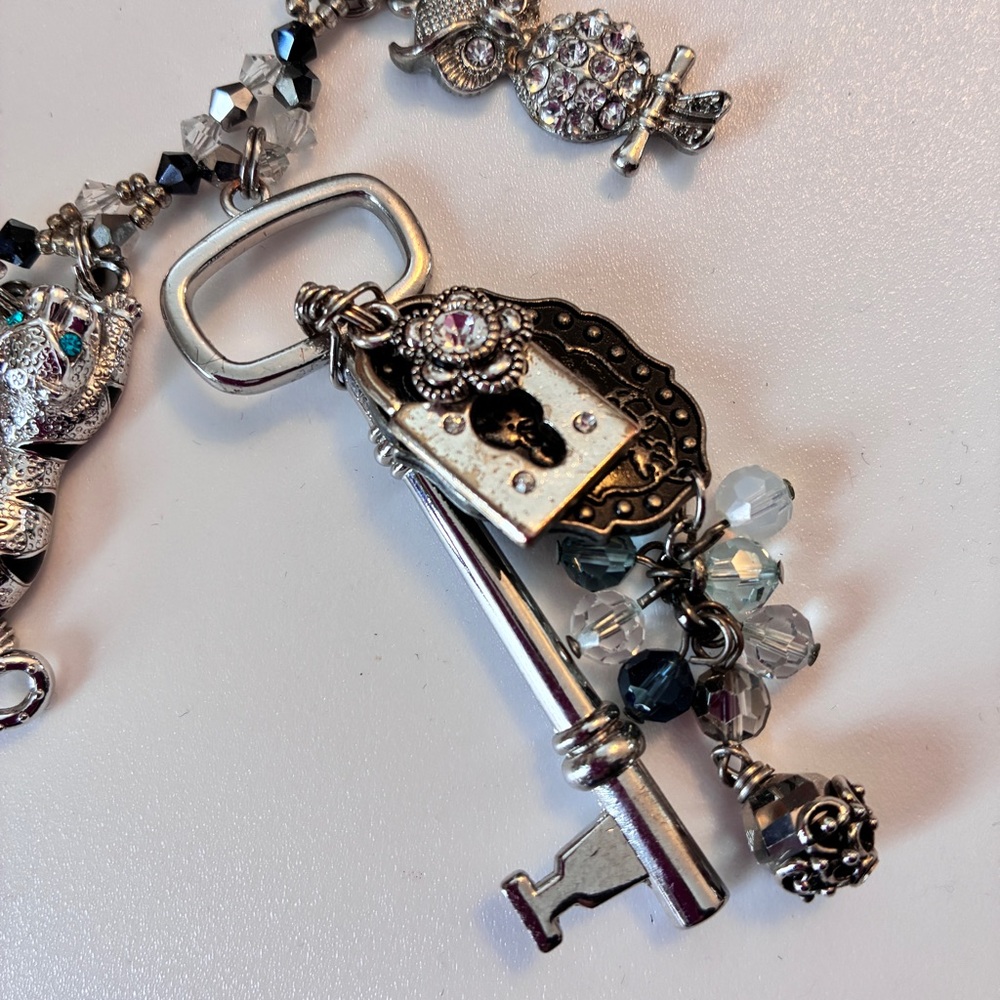 Artisan Statement Crystal & Charm Necklace With O… - image 4